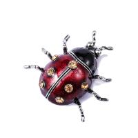 Zinc Alloy Brooches Ladybug plated for woman & with rhinestone red nickel lead & cadmium free Sold By PC