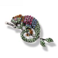 Zinc Alloy Brooches plated for woman & with rhinestone green nickel lead & cadmium free Sold By PC