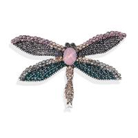 Tibetan Style Brooches, Dragonfly, plated, for woman & with rhinestone, more colors for choice, nickel, lead & cadmium free, 35x53mm, Sold By PC