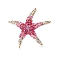 Zinc Alloy Brooches with Rhinestone Starfish fashion jewelry Sold By PC