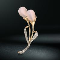 Zinc Alloy Brooches with Rhinestone Flower fashion jewelry pink Sold By PC