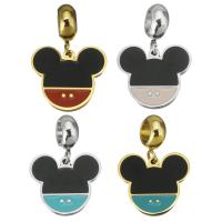 Stainless Steel European Pendants, 316 Stainless Steel, Mickey Mouse, plated, different color and pattern for choice & DIY, more colors for choice, 4*11*8mm 15.4*14*1.5mm, Hole:Approx 4.5mm, 5PCs/Bag, Sold By Bag
