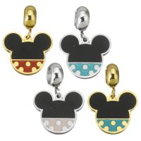 Stainless Steel European Pendants, 316 Stainless Steel, Mickey Mouse, plated, different color and pattern for choice & DIY, more colors for choice, 4*11*8mm 16*14*1.5mm, Hole:Approx 4.5mm, 5PCs/Bag, Sold By Bag