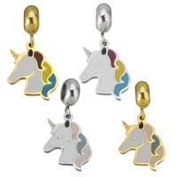 Stainless Steel European Pendants, 316 Stainless Steel, Horse, plated, different color and pattern for choice & DIY, more colors for choice, 4*11*8mm 16*13*1.5mm, Hole:Approx 4.5mm, 5PCs/Bag, Sold By Bag