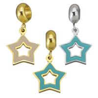 Stainless Steel European Pendants 316 Stainless Steel Star plated & DIY 4*11*8mm 12.5*15*1.5mm Approx 4.5mm Sold By Bag