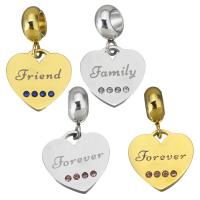 Stainless Steel European Pendants, 316 Stainless Steel, Heart, plated, different color and pattern for choice & DIY, more colors for choice, 4*11*8mm 12*16*1.5mm, Hole:Approx 4.5mm, 5PCs/Bag, Sold By Bag
