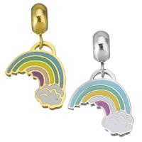 Stainless Steel European Pendants, 316 Stainless Steel, Rainbow, plated, different color and pattern for choice & DIY, more colors for choice, 4*11*8mm 15.5*16*1.5mm, Hole:Approx 4.5mm, 5PCs/Bag, Sold By Bag