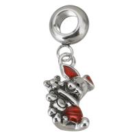 Stainless Steel European Pendants, 316 Stainless Steel, Pig, plated, DIY, red, 4*11*8mm 10*16*7mm, Hole:Approx 4.5mm, 5PCs/Bag, Sold By Bag