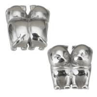 Edelstahl-Perlen mit großem Loch, 316 L Edelstahl, Hund, plattiert, DIY, Silberfarbe, 10.5*1.5*8.5mm, Bohrung:ca. 4.5mm, 5PCs/Tasche, verkauft von Tasche