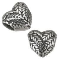 Stainless Steel Large Hole Beads, 316L Stainless Steel, Heart, plated, DIY, silver color, 11.5*11*9mm, Hole:Approx 4.5mm, 5PCs/Bag, Sold By Bag