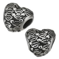 Stainless Steel Large Hole Beads, 316L Stainless Steel, Heart, plated, DIY, silver color, 11.5*10.5*8.5mm, Hole:Approx 4.5mm, 5PCs/Bag, Sold By Bag