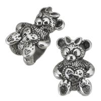Stainless Steel Large Hole Beads 316L Stainless Steel Bear plated DIY silver color 9*12.5*8mm Approx 4.5mm Sold By Bag