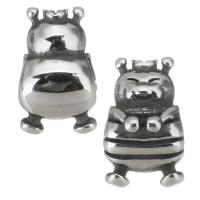 Stainless Steel Large Hole Beads 316L Stainless Steel Hippo plated DIY silver color 8*13*8.5mm Approx 4.5mm Sold By Bag