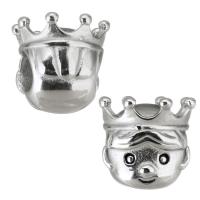 Edelstahl-Perlen mit großem Loch, 316 L Edelstahl, Junge, plattiert, DIY, Silberfarbe, 11*11*11mm, Bohrung:ca. 4.5mm, 5PCs/Tasche, verkauft von Tasche