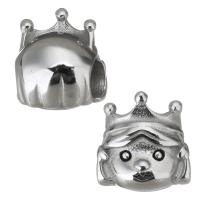 Stainless Steel Large Hole Beads, 316L Stainless Steel, Girl, plated, DIY, silver color, 11*11*9mm, Hole:Approx 4.5mm, 5PCs/Bag, Sold By Bag