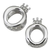 Edelstahl-Perlen mit großem Loch, 316 L Edelstahl, rund, plattiert, DIY, Silberfarbe, 11.5*15.5*7mm, Bohrung:ca. 4.5mm, 5PCs/Tasche, verkauft von Tasche
