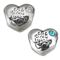 Edelstahl-Perlen mit großem Loch, 316 L Edelstahl, Herz, plattiert, DIY, keine, 11.5*10.5*7mm, Bohrung:ca. 4mm, 5PCs/Tasche, verkauft von Tasche