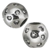 Edelstahl-Perlen mit großem Loch, 316 L Edelstahl, rund, plattiert, DIY, Silberfarbe, 10.5*9.5*10.5mm, Bohrung:ca. 4.5mm, 5PCs/Tasche, verkauft von Tasche