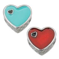 Stainless Steel Large Hole Beads, 316L Stainless Steel, Heart, plated, DIY, more colors for choice, 12*10*7mm, Hole:Approx 4.5mm, 5PCs/Bag, Sold By Bag