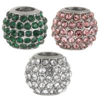 Edelstahl-Perlen mit großem Loch, 316 L Edelstahl, mit Glas, rund, plattiert, DIY, keine, 10*9*10mm, Bohrung:ca. 4.5mm, 5PCs/Tasche, verkauft von Tasche