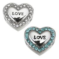 Stainless Steel Large Hole Beads 316L Stainless Steel with Rhinestone Heart plated DIY & with rhinestone 12*10.5*7mm Approx 4.5mm Sold By Bag