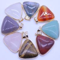 Gemstone Pendants Jewelry Natural Stone with Zinc Alloy Triangle & for woman Random Color Sold By PC