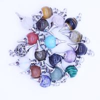Gemstone Pendants Jewelry Natural Stone with Zinc Alloy Heart for woman Random Color Sold By PC