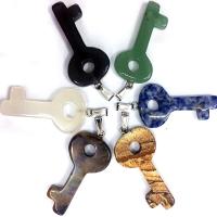Edelstein Anhänger Schmuck, Naturstein, Schlüssel, für Frau, gemischte Farben, 45x25mm, verkauft von PC