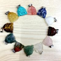 Gemstone Pendants Jewelry, Natural Stone, 12 pieces & Unisex & different styles for choice, more colors for choice, 20x14x4mm, Sold By Box