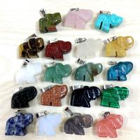 Gemstone Pendants Jewelry, Natural Stone, Elephant, Unisex, more colors for choice, 10x16x22mm, 12PCs/Bag, Sold By Bag