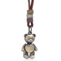PU Leather Cord Necklace Zinc Alloy with PU Leather Bear plated fashion jewelry & Unisex nickel lead & cadmium free 84cm 0.4cm 4.5cm 2.5cm Sold By Strand
