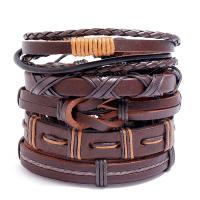 PU Leather Cord Bracelets, bracelet, plated, 5 pieces & fashion jewelry & multilayer & Unisex, 6cm,17-18CM,8-9CM,13.5CM,9.7CM, Sold By Set