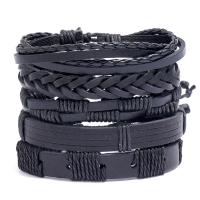 PU Leather Cord Bracelets plated 5 pieces & fashion jewelry & Unisex 6cm 17-18CM 8-9CM 13.5CM 9.7CM Sold By Set