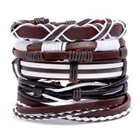 PU Leather Cord Bracelets, plated, 5 pieces & fashion jewelry & Unisex, 6CM,17-18CM,8-9CM,13.5CM,9.7CM, Sold By Set