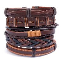 PU Leather Cord Bracelets plated 5 pieces & fashion jewelry & Unisex 6CM 17-18CM 8-9CM 13.5CM 9.7CM Sold By Set