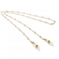 Brass Glasses Chain with Plastic Pearl plated durable & anti-skidding nickel lead & cadmium free 790mm Sold Per 31.10 Inch Strand