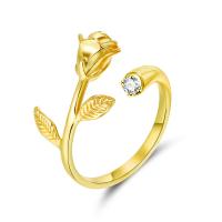 Sześciennych cyrkon Brass Ring Finger, Mosiądz, Kwiat, Platerowane w kolorze złota, biżuteria moda & mikro utorować cyrkonia & dla kobiety, bez zawartości niklu, ołowiu i kadmu, 1.40mm, sprzedane przez PC