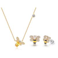 Brass Jewelry Set Stud Earring & necklace with 1.97inch extender chain Bee gold color plated fashion jewelry & for woman nickel lead & cadmium free  Length 17.72 Inch Sold By Set