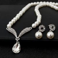 Zinc Alloy Jewelry Sets with Plastic Pearl plated 2 pieces & fashion jewelry 480x(21x13)mm Sold By Set