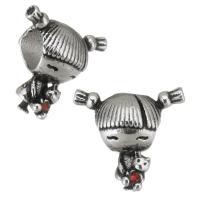 Stainless Steel European Beads, 316 Stainless Steel, Girl, blacken, 14x13x9mm, Hole:Approx 4.5mm, 5PCs/Bag, Sold By Bag