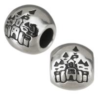 Stainless Steel Large Hole Beads, 316 Stainless Steel, blacken, 9x10x10mm, Hole:Approx 4.5mm, 5PCs/Bag, Sold By Bag