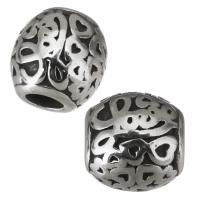 Edelstahl-Perlen mit großem Loch, 316 Edelstahl, Schwärzen, 10x10x10mm, Bohrung:ca. 4mm, 5PCs/Tasche, verkauft von Tasche