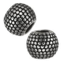 Stainless Steel Large Hole Beads, 316 Stainless Steel, Round, blacken, 10x8.50x10mm, Hole:Approx 4.5mm, 5PCs/Bag, Sold By Bag