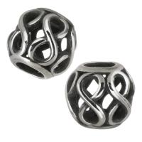 Stainless Steel Large Hole Beads, 316 Stainless Steel, hollow & blacken, 10.50x9.50x10.50mm, Hole:Approx 4.5mm, 5PCs/Bag, Sold By Bag