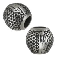 Edelstahl-Perlen mit großem Loch, 316 Edelstahl, Schwärzen, 10x9x10mm, Bohrung:ca. 4.5mm, 5PCs/Tasche, verkauft von Tasche