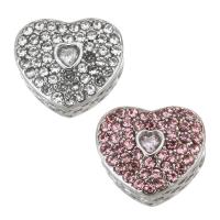Stainless Steel European Beads, 316 Stainless Steel, Heart, with rhinestone, more colors for choice, 12x10x7mm, Hole:Approx 4.5mm, 5PCs/Bag, Sold By Bag