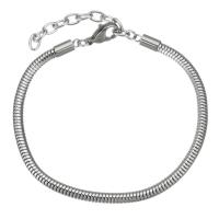 Stainless Steel Bracelet Finding, 316 Stainless Steel, with 1.5inch extender chain, Unisex & snake chain, original color, 3mm, Length:Approx 7 Inch, 5Strands/Bag, Sold By Bag