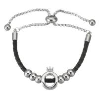Stainless Steel Jewelry Bracelet, 316 Stainless Steel, with PU Leather, adjustable & for woman, 11.5x15.5mm,6mm,3mm, Length:Approx 9 Inch, 5Strands/Bag, Sold By Bag