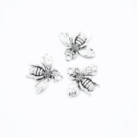 Pendentifs animaux en alliage de zinc, abeille, Plaqué de couleur d'argent, 22x19mm, Trou:Environ 2mm, 200PC/lot, Vendu par lot