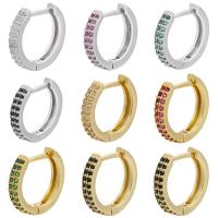 Brass Huggie Hoop Earring, plated, different size for choice & micro pave cubic zirconia, more colors for choice, Hole:Approx 2mm, 5Pairs/Lot, Sold By Lot
